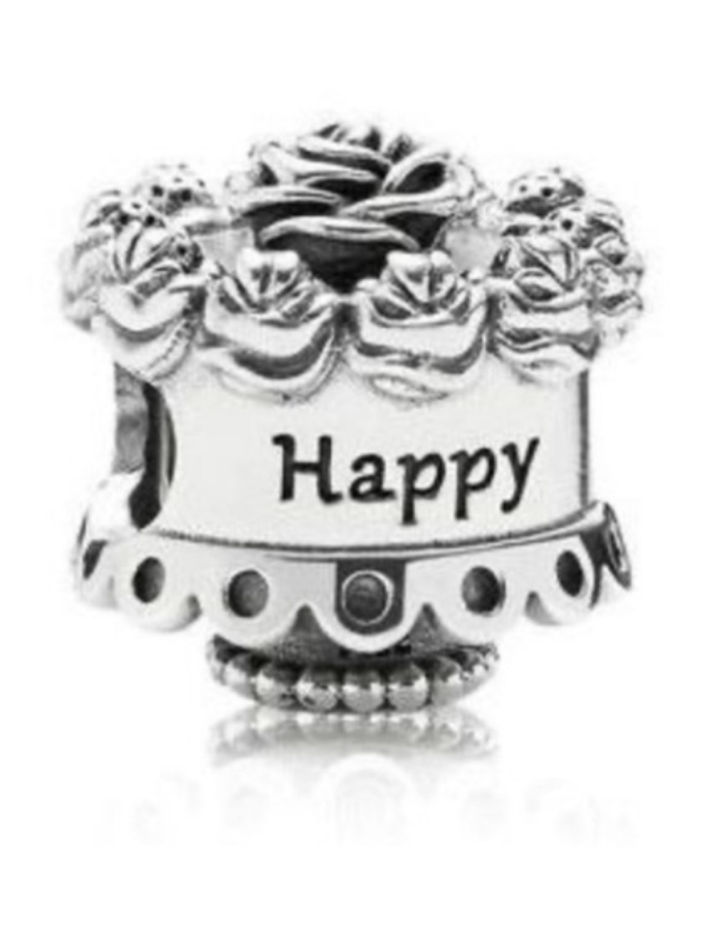 Pandora Silver 'Happy' Cake Charm Bead